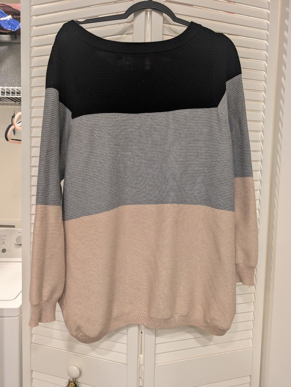 Cyrus Colorblock Knit Sweater - Black, Gray & Blush Plus Size 2X - Picture 2 of 13